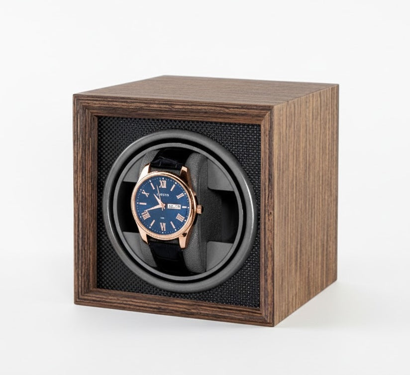 Aurelix Obsidian Black Solo Watch Winder - Single Automatic Watch Winder Case