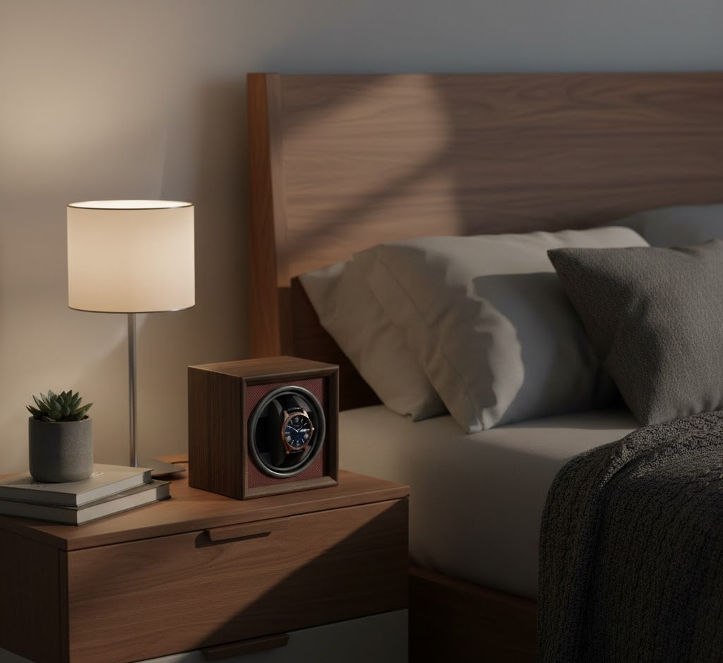 Aurelix Crimson Red Solo Watch Winder - Single Automatic Watch Winder Case