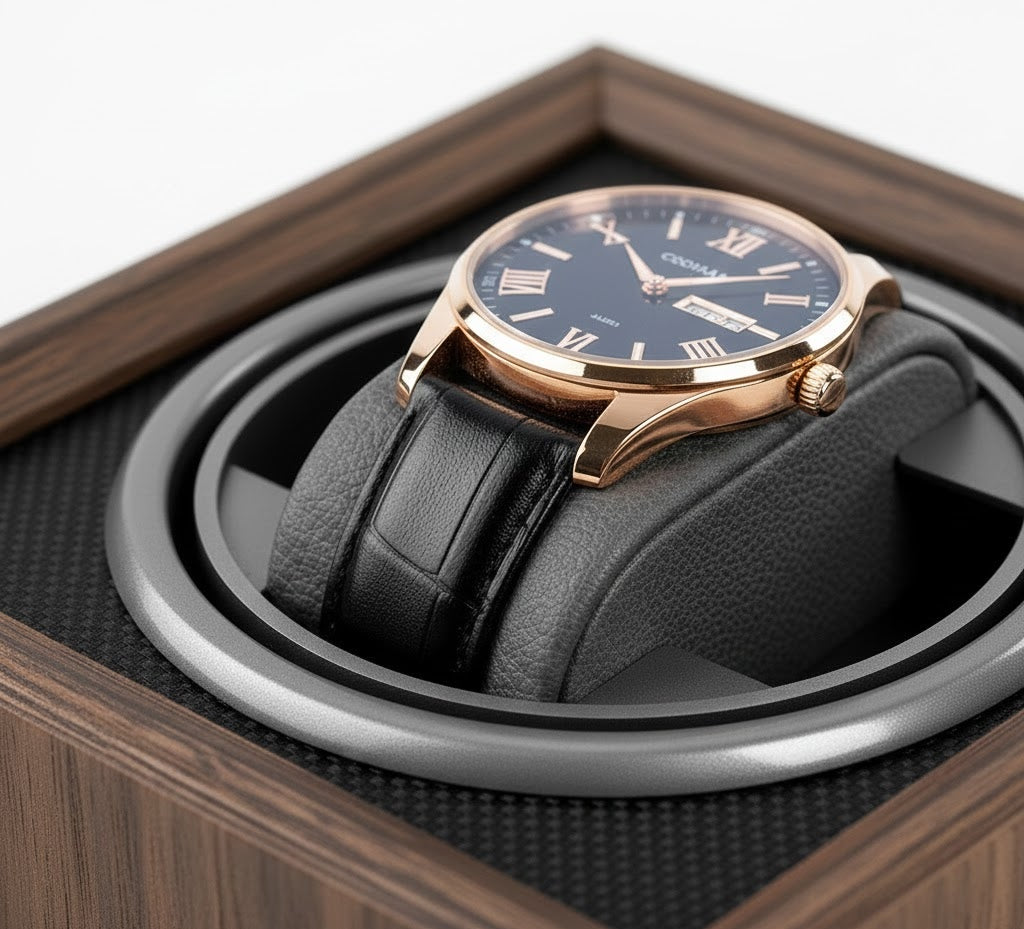 Aurelix Obsidian Black Solo Watch Winder - Single Automatic Watch Winder Case