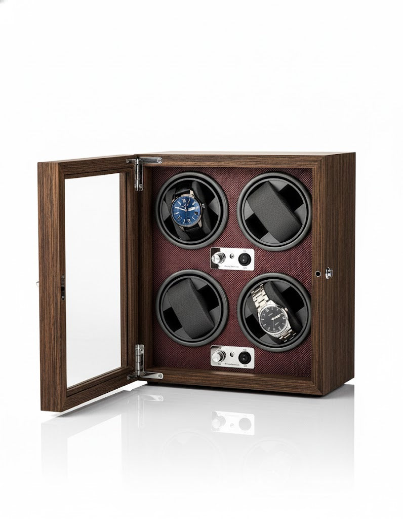 Aurelix Crimson Red Quad Watch Winder - Multi Automatic Watch Winder Case