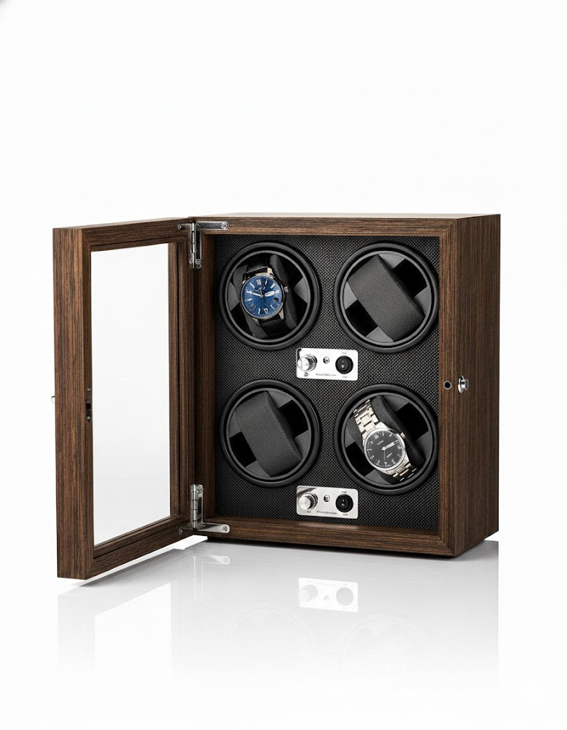 Aurelix Obsidian Black Quad Watch Winder - Multi Automatic Watch Winder Case