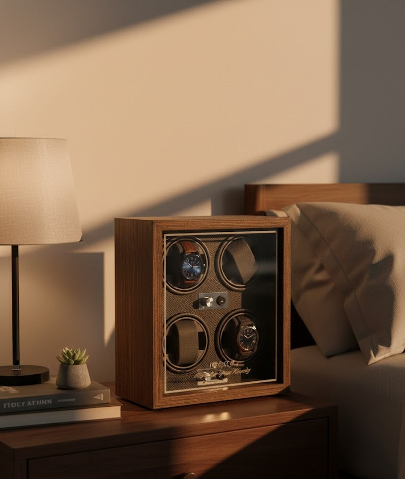 Aurelix Obsidian Black Quad Watch Winder - Multi Automatic Watch Winder Case