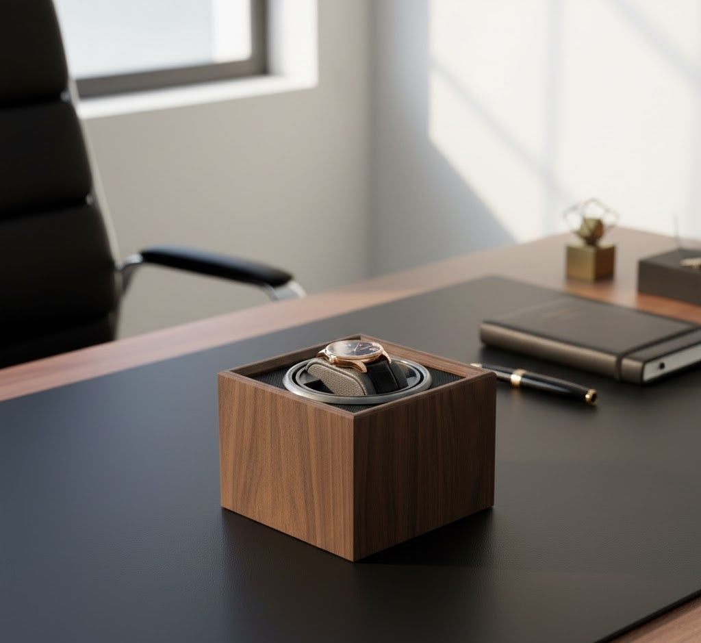 Aurelix Obsidian Black Solo Watch Winder - Single Automatic Watch Winder Case