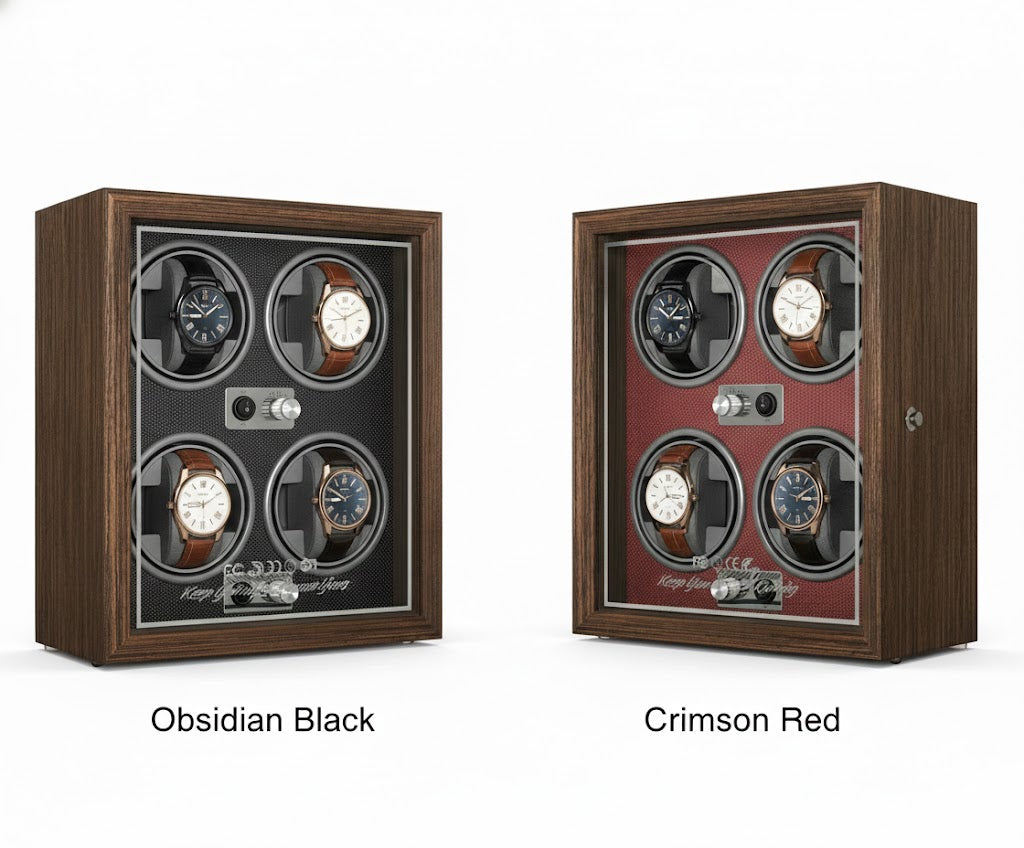 Aurelix Obsidian Black Quad Watch Winder - Multi Automatic Watch Winder Case