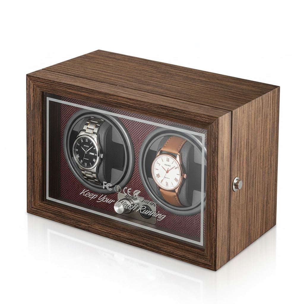 Aurelix Crimson Red Duo Watch Winder - Multi Automatic Watch Winder Case