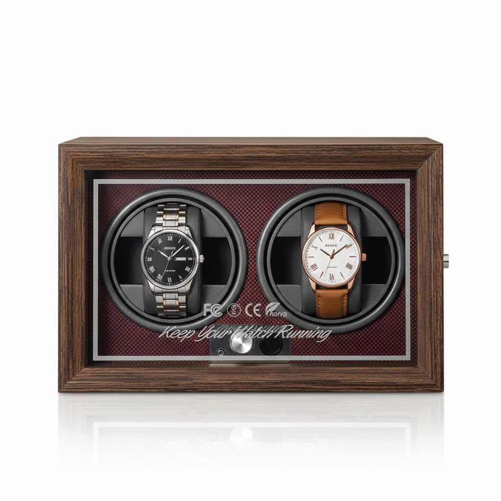 Aurelix Crimson Red Duo Watch Winder - Multi Automatic Watch Winder Case