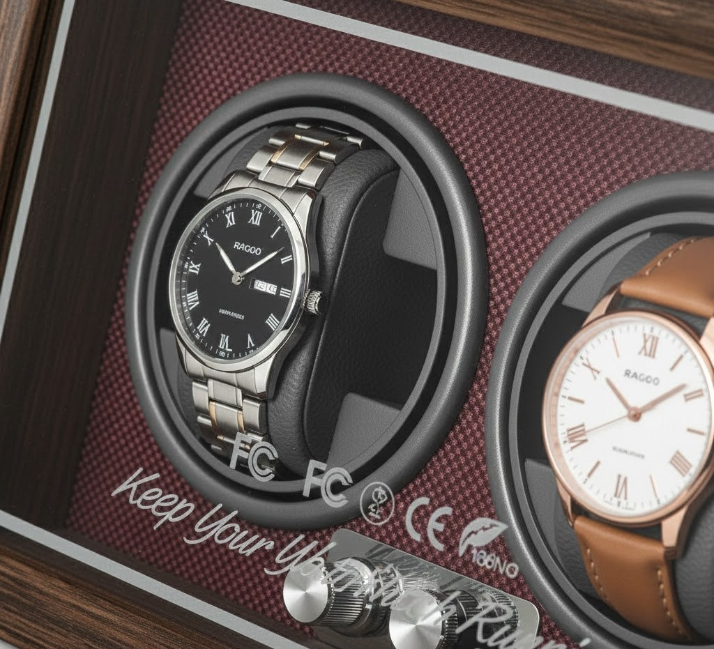 Aurelix Crimson Red Duo Watch Winder - Multi Automatic Watch Winder Case