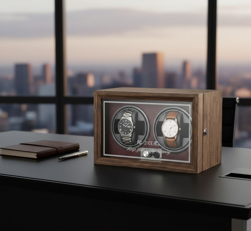 Aurelix Crimson Red Duo Watch Winder - Multi Automatic Watch Winder Case