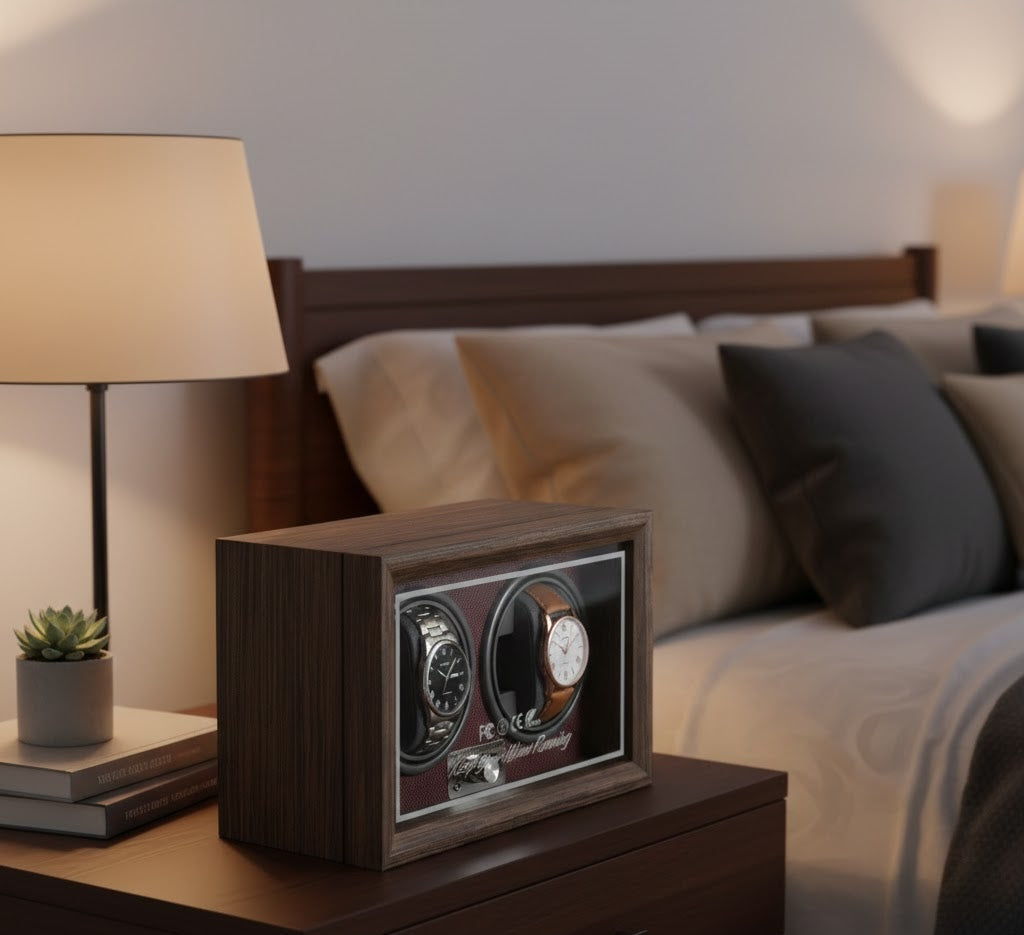 Aurelix Crimson Red Duo Watch Winder - Multi Automatic Watch Winder Case