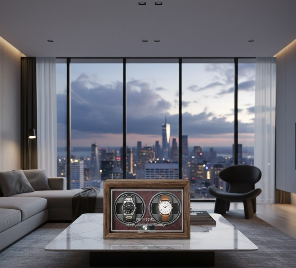 Aurelix Crimson Red Duo Watch Winder - Multi Automatic Watch Winder Case