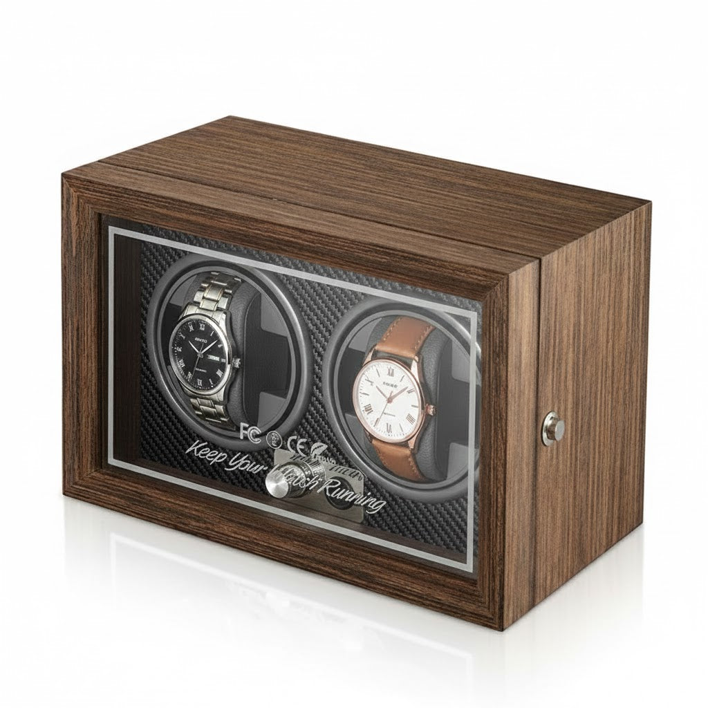 Aurelix Obsidian Black Duo Watch Winder - Multi Automatic Watch Winder Case