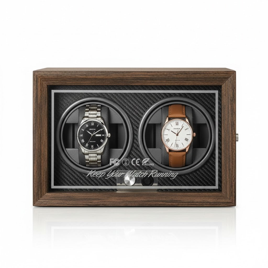 Aurelix Obsidian Black Duo Watch Winder - Multi Automatic Watch Winder Case