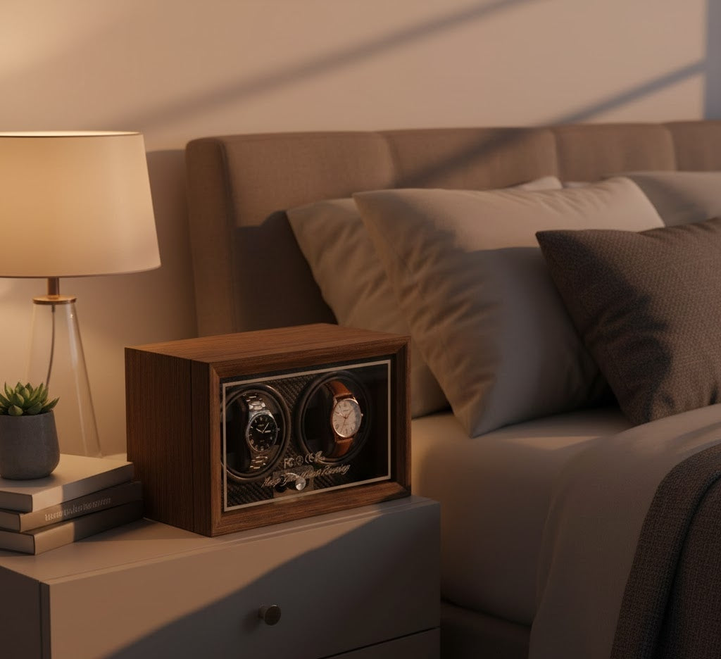 Aurelix Obsidian Black Duo Watch Winder - Multi Automatic Watch Winder Case