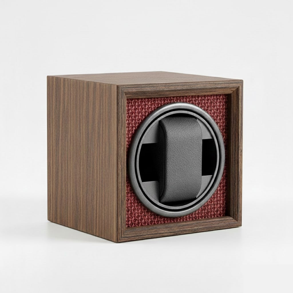 Aurelix Crimson Red Solo Watch Winder - Single Automatic Watch Winder Case